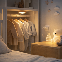 Base de lampe de nuit LED en bois, support d'affichage pour boule de cristal, support de lampe lumineuse alimenté par USB pour la décoration de la chambre à coucher et de la maison