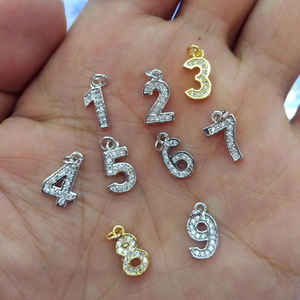 Bijoux en laiton antique, Design personnalisé, Micro pavé, cubiques en zircone, porte-bonheur, pendentif avec numéro, collier pour femmes, filles, meilleur ami - Product Image 4