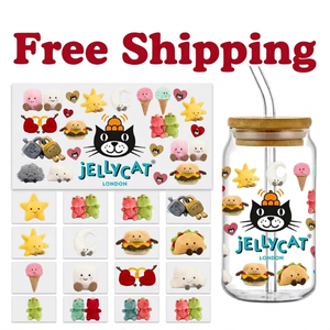 Free-Shipping Cute Cartoon Cat Cloud 3D UV for Plastic Rubber/PVC Washable Waterproof Metal Rub-On <b>Transfer</b> Decal 16 oz Glass - Product Image 1