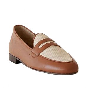 Mocasines Casuales de Hombre de Alta Gama con Diseño Nuevo, Parte Superior de Cuero Genuino y Tela de Lino - Product Image 1
