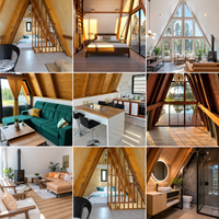 Maison mobile en forme de A, type conteneur, avec cuisine et salle de bain, pour location de vacances Airbnb en cabane triangulaire