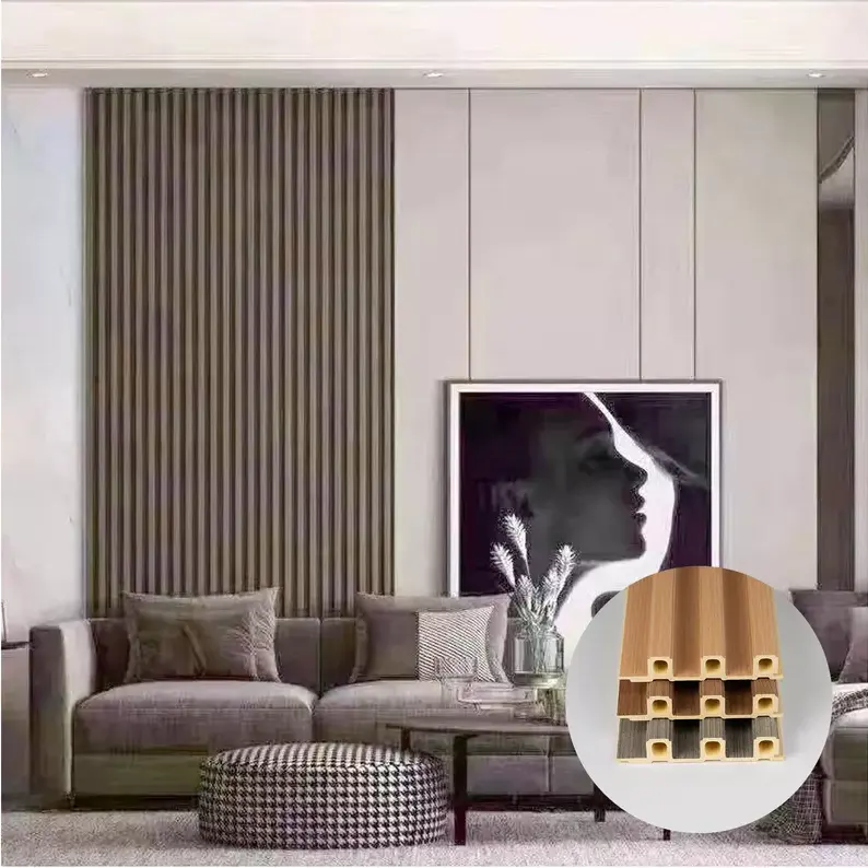 Modern hotel home decor wall cladding tv background walls wooden grain wpc wall panels