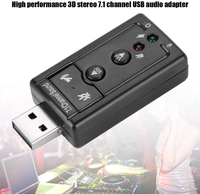 Adaptateur de carte son USB 2.0 avec microphone/haut-parleur, son surround 7.1 CH, son 3D pour PC ou ordinateur portable