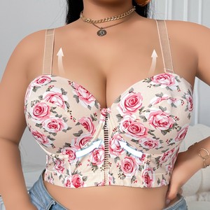 Reggiseno <span class=keywords><strong>imbottito</strong></span> quotidiano in maglia traspirante con stampa floreale di grandi dimensioni da donna con spalline rimovibili con ferretto - Product Image 4