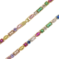 Collier pour femmes en forme de rectangle, d'œil de cheval, rond, carré, arc-en-ciel, bijoux géométriques, émail coloré, formes multiples, 5A CZ