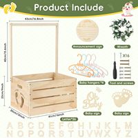 Grande Caisse de Rangement en Bois pour Bébé - Panier Personnalisable avec Poignée et Guirlande pour Nouveau-né Garçon Fille - Cadeaux de Grossesse