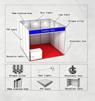 Stand d'exposition modulaire 3x3 en profilé aluminium, système de coque sans outil, installation rapide pour les entreprises de location d'expositions en Amérique du Nord