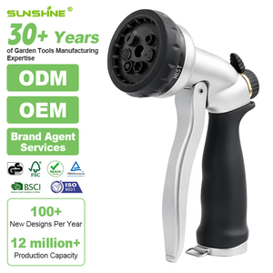 <span class=keywords><strong>Pistola</strong></span> de Agua <span class=keywords><strong>Metálica</strong></span> SUNSHINE con 7 Patrones de Rociado, Boquilla de Manguera con Gatillo Frontal, Rociador Manual para Jardín y Césped - Product Image 1