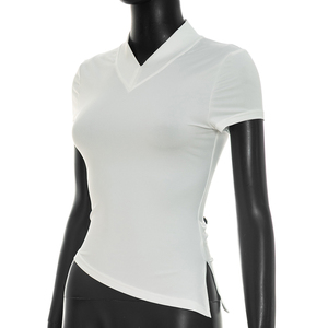 Viviblook Y26TP251 T-shirt à manches courtes pour femme, col rond, ourlet incliné, décontracté, nouvelle collection été - Product Image 2
