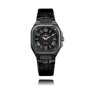 Montre automatique NH35 avec logo personnalisé de marque privée OEM/ODM, boîtier en fibre de carbone, aiguilles super lumineuses, bracelet en cuir véritable - Product Image 1