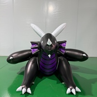 Apex 2026 Dragon gonflable géant noir à rayures violettes et cornes blanches, certifié CE, couleurs et tailles personnalisables pour événements