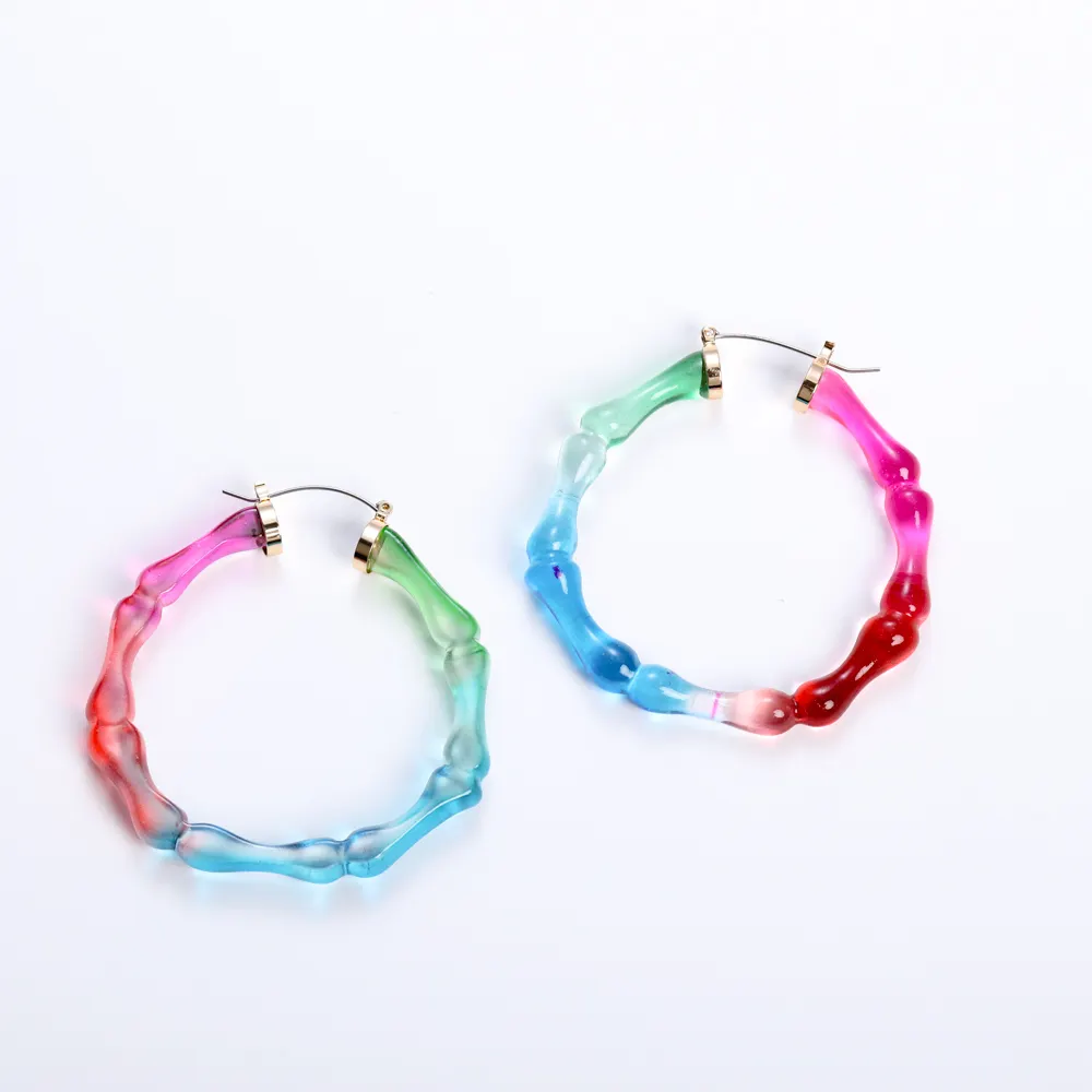 guess earrings green blue red pink colored commuter acrylic diy personalized dreamer rainbow colorful bamboo hoops earrings