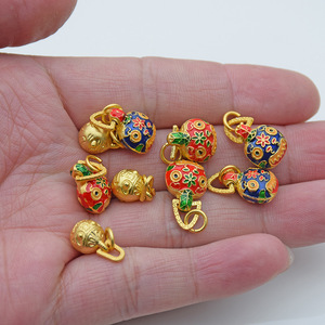 Pendentif breloque unisexe en alliage doré inaltérable, motif Famille de Bêtes Gloutonne, émail cloisonné, accessoire de bijouterie DIY, cadeau Jinhua - Product Image 4
