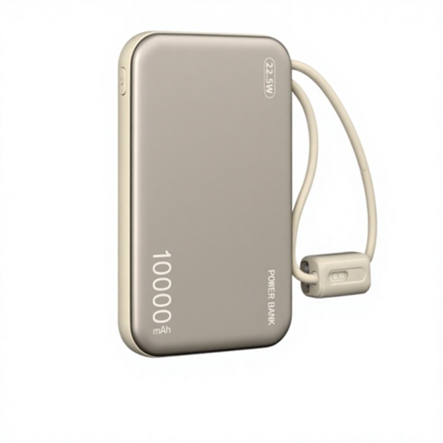 Ultra Slim 22.5W Super Fast Charging Power Bank, 10000mAh, Retractable Built-in Cable, Multi USB Ports, Mini Portable Charger