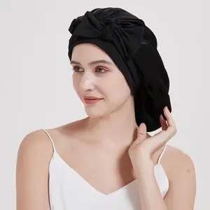 Gorro de satén nuevo al por mayor para mujer, banda ancha elástica, gorro de noche sedoso, pañuelo para el cabello, protector para la ducha - Product Image 2