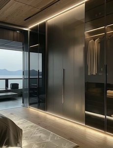 Garde-robe moderne en <span class=keywords><strong>bois</strong></span> massif à lumière LED Design moderne et minimaliste pour la chambre principale Placard de luxe Besoins personnalisés - Product Image 3