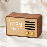 Décoration d'intérieur, horloge numérique LED en bois avec haut-parleur Bluetooth intelligent à commande tactile, température, adaptée aux enfants, pour chambre à coucher, bureau