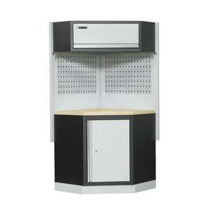 Fervi <b>Corner</b> Unit Steel Workshop <b>Cabinet</b> Gray Lockable Plinth Base Assembled Stackable Modular <b>Storage</b> - Product Image 1