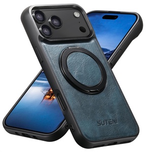เคสโทรศัพท์สำหรับ iPhone 17 รองรับการชาร์จไร้สาย พร้อมแม่เหล็กดูดติดแน่น ฐานหมุนได้ 360 องศา วงแหวนยึด และวัสดุหนัง - Product Image 4