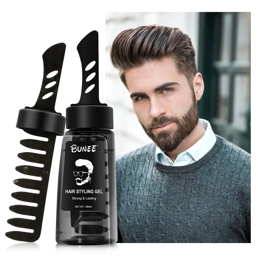 Bunee 260Ml Sterke Hold Styling Haargel Edge Control Gel Haarstijl Haarlak Gel Met Kam