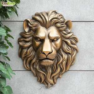 Arte Metálico para Pared, Escultura de Cabeza de León en Bronce, Decoración para <span class=keywords><strong>el</strong></span> Hogar, Adorno Colgante de Pared - Product Image 2