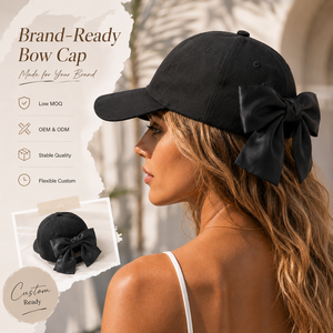 Casquette de baseball en coton 6 panneaux Dymf personnalisée de haute qualité pour <span class=keywords><strong>femme</strong></span>, avec grand nœud en satin, style streetwear, chapeau de soleil, logo OEM - Product Image 2