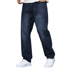 Jean vintage délavé pour homme, coupe droite taille mi-haute, en coton, idéal pour le streetwear décontracté et le printemps - Product Image 2