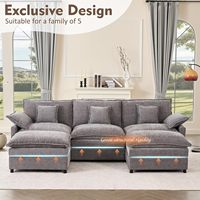 U-förmiges Modulares Sofa-Set 108'' 3-Sitzer mit Ottoman Tiefsitz Chenille-Stoff Modernes Wohnzimmer