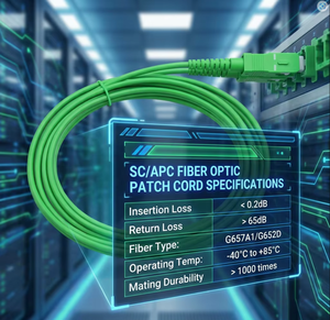 Cable de Fibra Óptica SC/APC G657A1/G652D con Pérdida de Inserción de 0.2dB y Conector Verde - Product Image 1