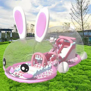 บ้านลมเป่าลมรูปกระต่ายสีชมพูสำหรับเด็ก สนามเด็กเล่นธีมการ์ตูน บอลใส คริสตัลพาเลซ - Product Image 2