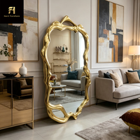 Miroir sur pied de luxe italien doré, décor artistique irrégulier, miroir mural créatif français, personnalisable pour hôtel