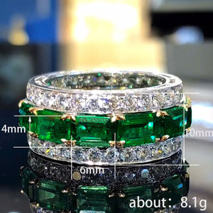 Anello Bicolore con Zircone Verde per Donne, Elegante Gioiello da Dito per Occasioni Formali e Serali - Product Image 5