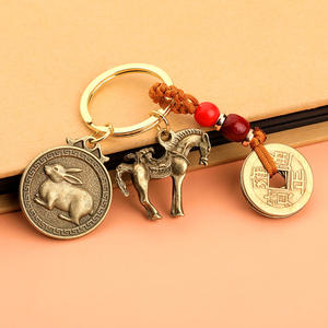 Llavero de Latón Estilo Chino para Hombre, Diseño 2026, Venta al por Mayor, con Diseño de Calabaza, Dinero de los Cinco Emperadores <span class=keywords><strong>Valientes</strong></span> y los <span class=keywords><strong>Doce</strong></span> Signos del Zodiaco, Impresión UV - Product Image 4