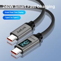 Câble de données USB4 Justlink 80 Gbit/s 240 W à charge rapide, câble USB-C vers USB-C prenant en charge la double transmission 16K 60Hz 80 Gbit/s, câble USB4 Type-C