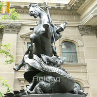 Décoration religieuse Statue de Saint George tuant le dragon Sculpture en bronze