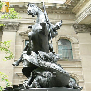 Décoration religieuse Statue de Saint George tuant le dragon Sculpture en bronze - Product Image 6