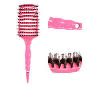 Cepillo de pelo rosa con cerdas de jabalí, forma de paleta oblonga para un peinado suave - Product Image 2