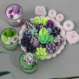 Juego de 9 Moldes de Silicona para Suculentas, Hechos a Mano, sin Humo, para Velas Aromáticas, Decoración del <span class=keywords><strong>Hogar</strong></span> y Plantas, Manualidades de Resina DIY - Product Image 4