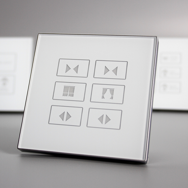2 Way 220V AC Tempered Glass Touch Screen Wall Switch Panel for Curtain Control