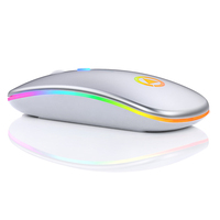 Seenda — Mini souris sans fil Ultra-fine A2, silencieuse, Rechargeable, lumières LED colorées, pour ordinateur, nouveauté