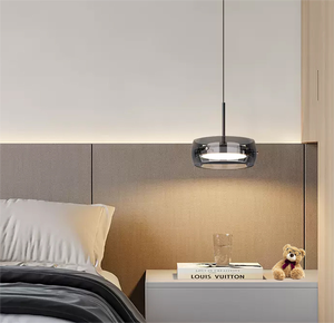 Lampadario Vintage Moderno in Vetro <span class=keywords><strong>Grigio</strong></span>, Illuminazione per Sala da Pranzo di Villa, <span class=keywords><strong>Paralume</strong></span> con Nappe, Installazione Sospesa per Ristorante - Product Image 1