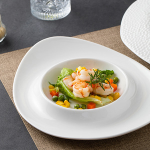 Trắng đặc biệt hình gốm thực phẩm phương Tây tấm ánh sáng sang trọng cao cấp sâu súp tấm hộ gia đình món ăn khách sạn Bộ đồ ăn - Product Image 2