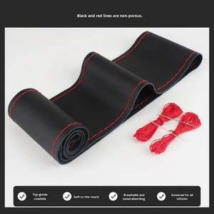 Housse de volant en cuir véritable cousue à la main, toutes saisons, style color-block, antidérapante, absorbant la transpiration, couverture supérieure - Product Image 6