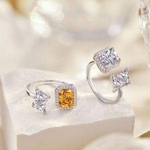 Dylam Top End S925 <b>Silver</b> Fine Jewelry Ice Out Cut <b>Adjustable</b> Halo Eternity Diamond 2ct 5A Cubic Zirconia Wedding Bridal <b>Ring</b> - Product Image 3