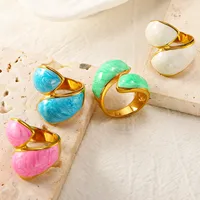 Cincin Fashion Hati Ganda Berputar Warna Pink Manis, Perhiasan Jari Elegan dari Baja Anti Karat untuk Wanita, Cocok untuk Pemakaian Sehari-hari dan Pesta