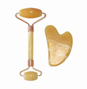 Color amarillo en forma de corazón estiramiento facial músculos relajación jade natural cuidado de la cara herramientas de cuidado de la piel a granel - Product Image 4