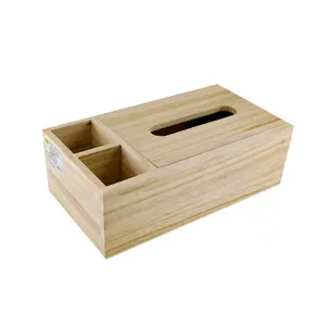 環境にやさしい未完成の竹材オリジナルペーパーティッシュオーガナイザーリビングルーム用カバー付きフェイシャル木製ティッシュボックス