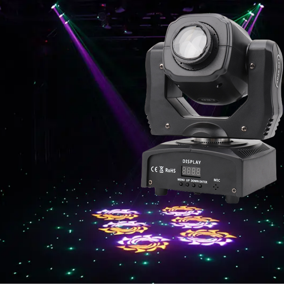 WF mini faisceau lumineux 7 Gobos Open 60W LED Moving Beam Lights pour équipement professionnel disco party bar DMX