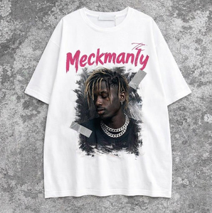 เสื้อยืดผู้ชายสีดำ แบรนด์ Meckmanly แขนสั้น ผ้าฝ้าย 100% ลายพิมพ์ สไตล์สตรีท คอกลม ทรงปกติ - Product Image 3