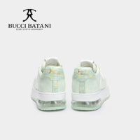 BUCCI BATANI Chaussures décontractées pour hommes en cuir de crocodile vert brillant, tige en tissu Scabal, semelle extérieure en caoutchouc XL SC079-E053